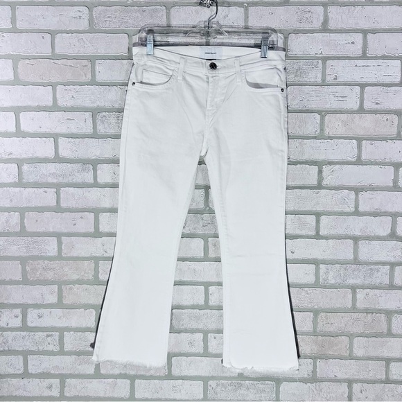 Current/Elliott The Cropped Flip Flop Raw Hem Jeans in Sugar White Size 25 - Picture 4 of 10
